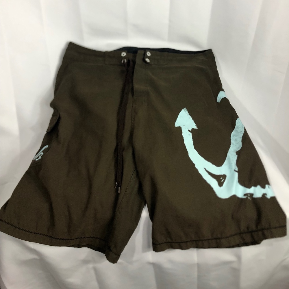 Pure Caribbean HiHo Brown Board Shorts with Blue Anchor 38